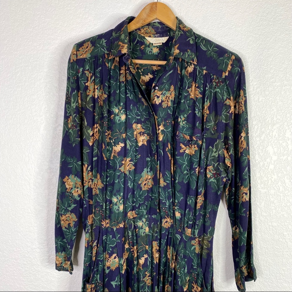 Vintage Cassidy Green Floral Equestrian Maxi Dress - Picture 2 of 13